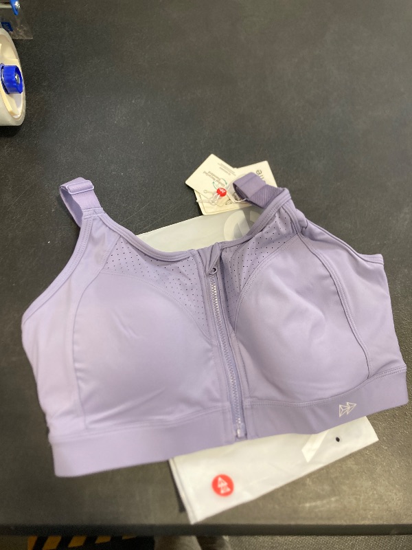 Photo 1 of Yvette Adjustable Sports Bras for Women High Impact - Zip Front Sports Bra Plus Size Wireless for Running Workout,Light Purple,Medium Plus