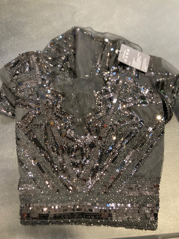 Photo 1 of Vijiv 1920s Short Prom Dresses V Neck Inspired Sequins Cocktail Flapper Dress Pure Black X-Large
