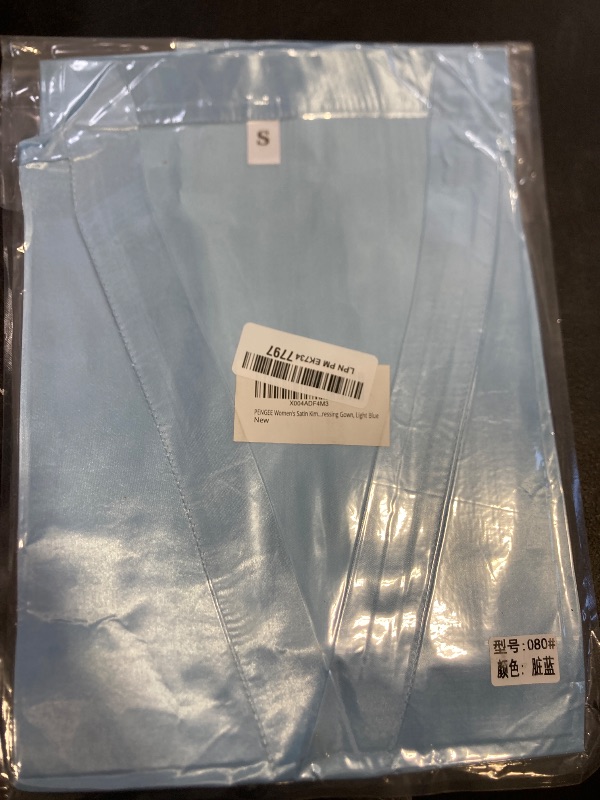 Photo 1 of PENGEE Women's Satin Kimono Robe Wedding Getting Ready Silky Bathrobe Short Bridesmaid Dressing Gown, Light Blue small