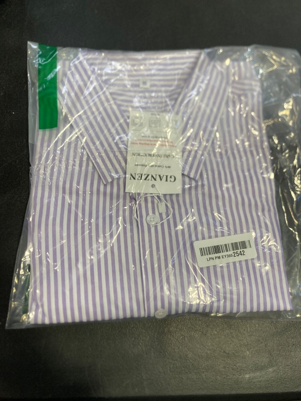 Photo 1 of GIANZEN Purple Shirts for Men Mens Dress Long Sleeve Striped Shirt Men's Button Down Cotton Vertical Collar Work Casual Purple Size M