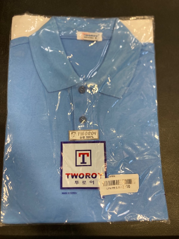 Photo 1 of 100% Cotton Pk Silket Polo Dri Fit Collar Short Sleeve T-Shirt Sky Blue S