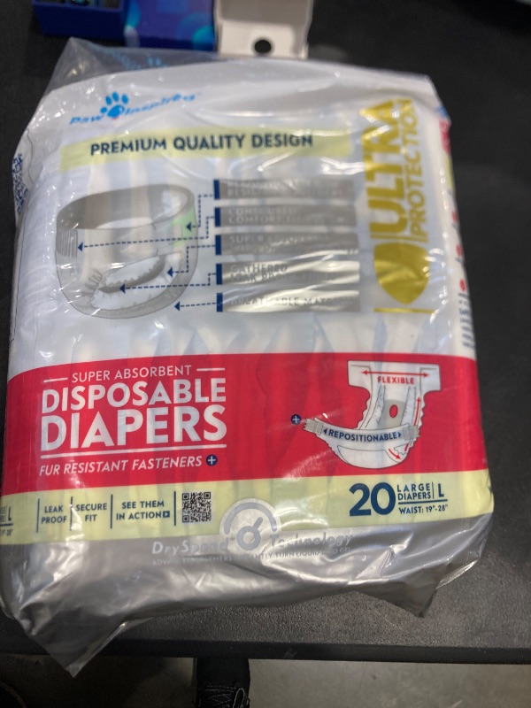 Photo 1 of Paw Inspired 20ct Disposable Dog Diapers | Female Dog Diapers Ultra Protection | Diapers for Dogs in Heat, Excitable Urination, or Incontinence (Large)