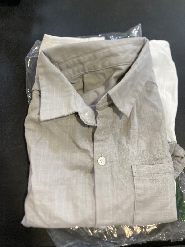 Photo 1 of Boys Button Down Shirts Gradient Linen Casual Short Sleeve Beach Summer Boy Shirt with Pocket SIZE 140