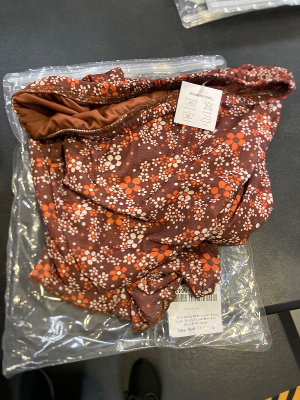 Photo 1 of SOFIA'S CHOICE Women's High Waist Floral Skirts A Line Mesh Midi Skirt Brown Large