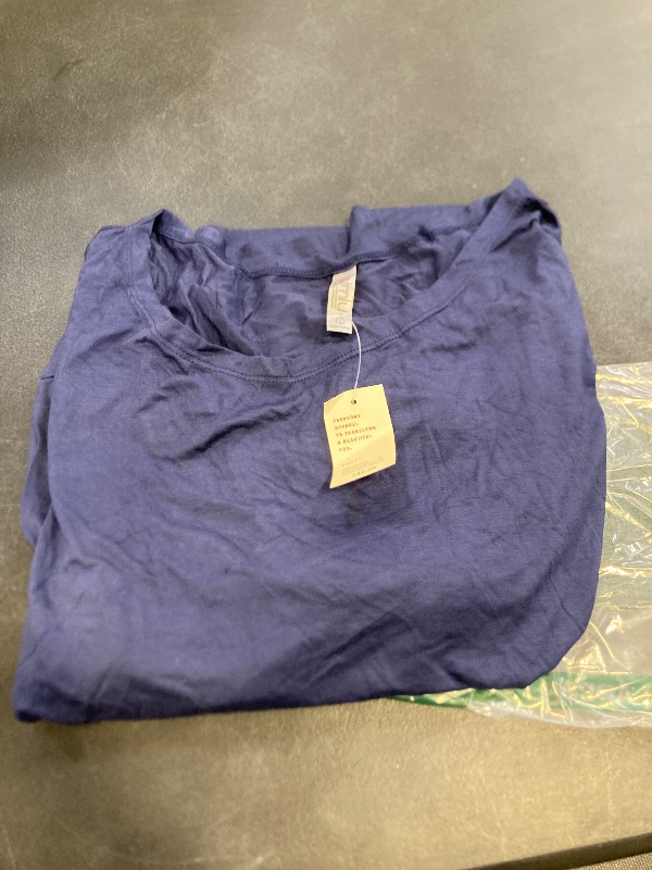 Photo 1 of Simlu Dolman 3/4 Sleeve Drape Round Neck Top With Banded Waist - Made In USA, Navy, Large