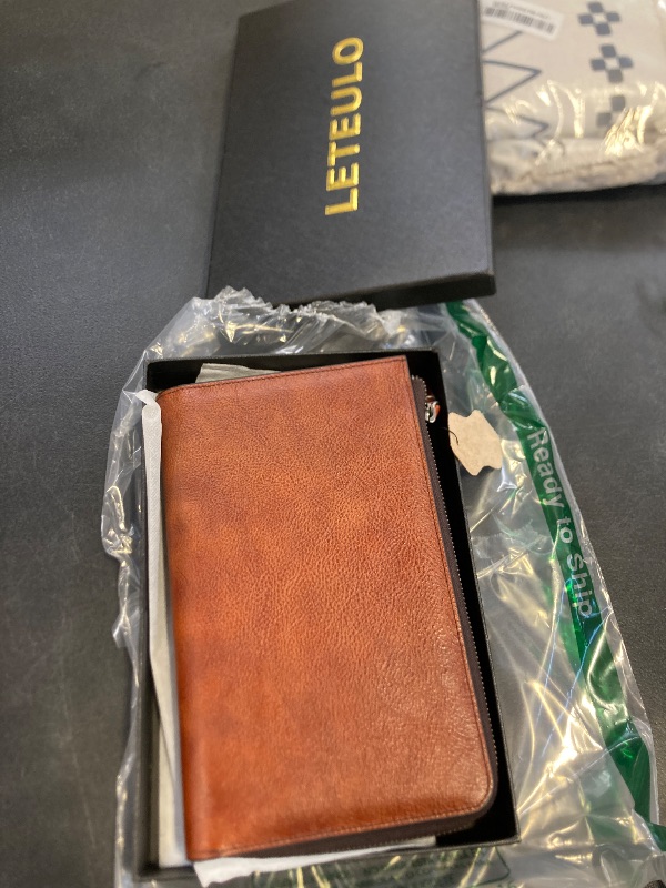 Photo 1 of ORIREAL Mens Wristlets Clutch Bag Genuine Leather Wallets Handbag Luxury Purses (Brown)