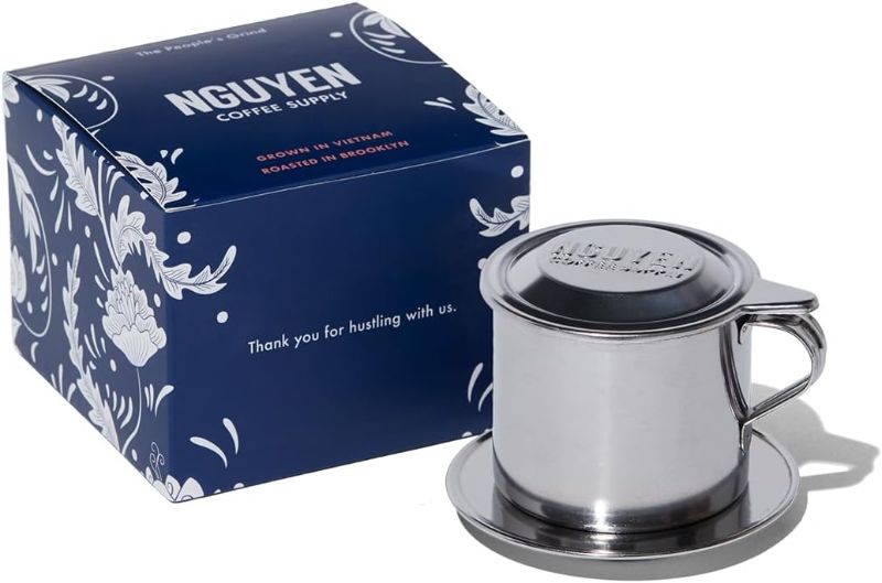 Photo 1 of Nguyen Coffee Supply - Original Phin Filter: Stainless Steel 4oz Chamber 3.25 inch plate Diameter, Perfect Cup of Phin Drip Coffee in 5 minutes [4 oz]
