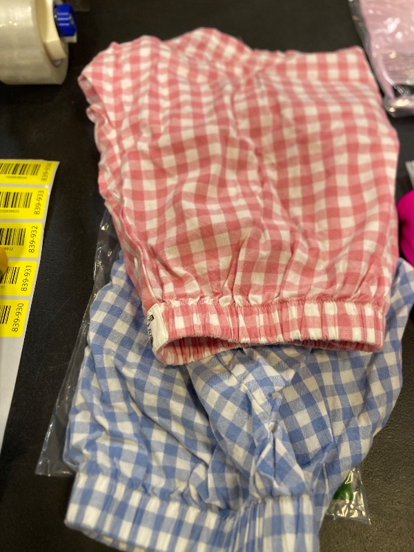 Photo 1 of Bonuci 2 Pack Women Boxer Shorts Cotton Y2k Lounge Sleep Gingham Pj Summer Casual Pajama Y2k Beach Bottoms with Pockets(Pink, Light Blue,M,Plaid)