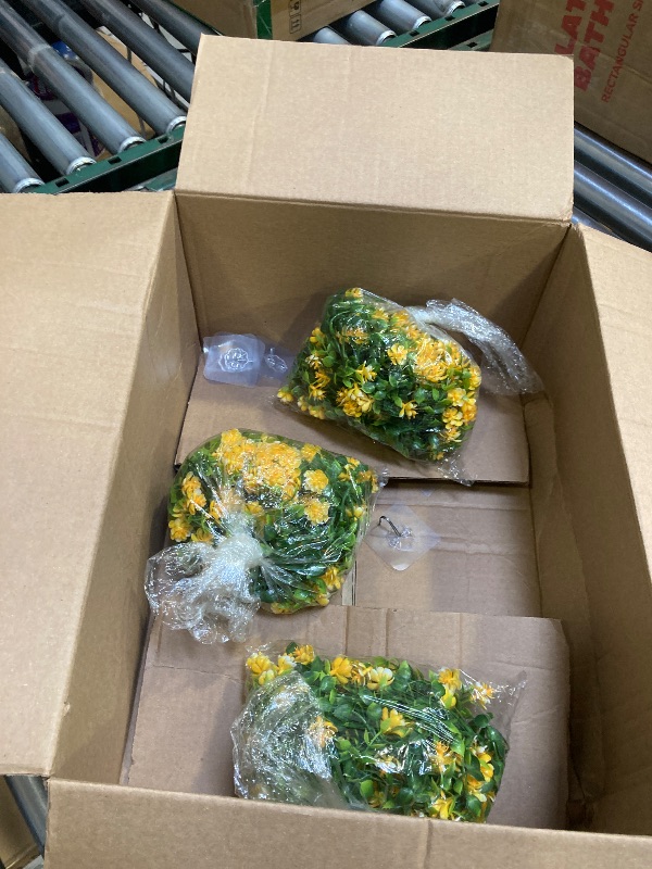 Photo 1 of Artificial Flowers Outdoor Fake Plants - Bundles UV Resistant No Fade Faux Plastic Greenery Boxwood Shrubs Home Garden Porch Patio Decoration (Yellow)