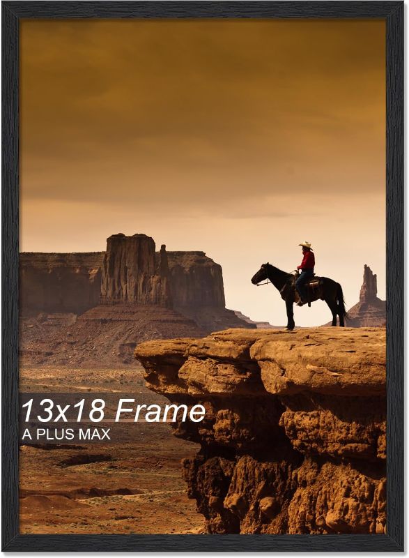 Photo 1 of A PLUS MAX 13x18 Picture Frame, Black Engineered Wood Frame for 13 x 18 Inch Picture Poster Photo, Light Weight 13 by 18 Frame with Wood-grain for Wall - 1 Pack/Black/13 x18