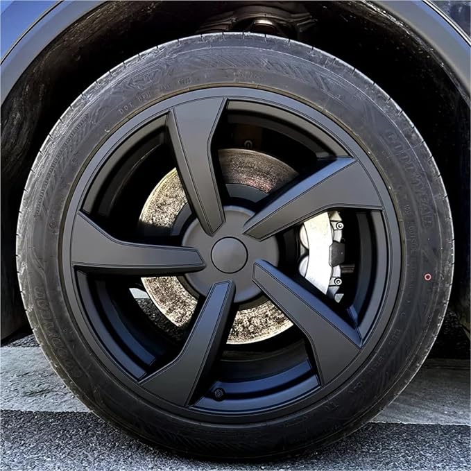 Photo 1 of 4PCS 19 Inch Wheel Hubcap Compatible with Tesla Model Y 2025 - Full Rim Cover Accessories, Bright Black