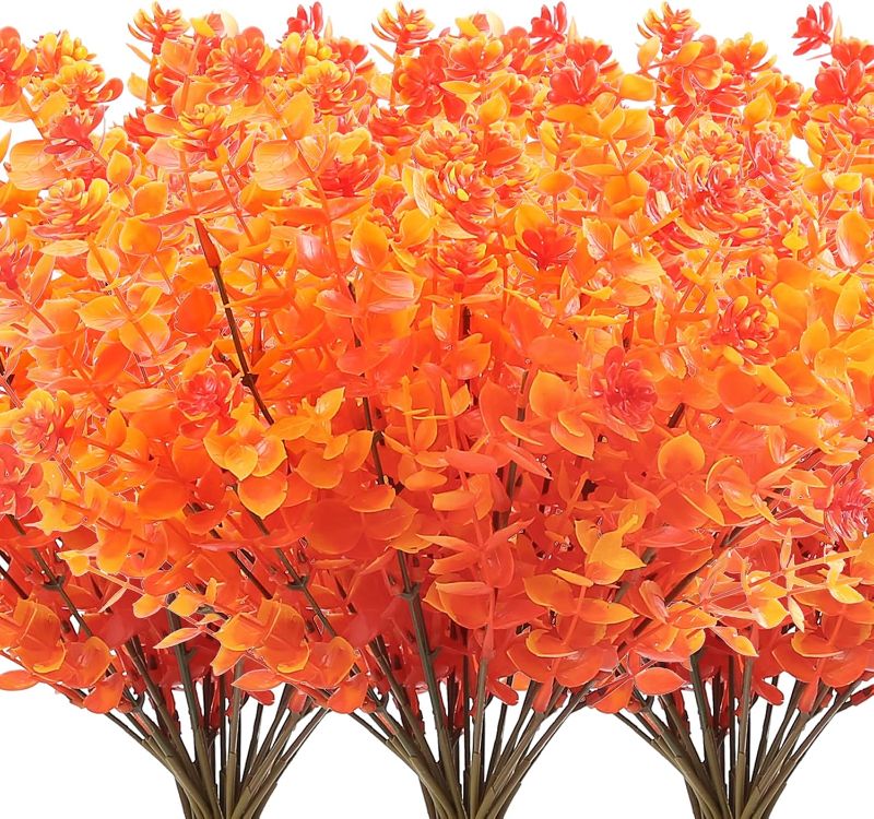 Photo 1 of 2 PCS- Omldggr  Bundles Artificial Fall Flowers Faux Autumn Plants, Artificial Indoor Outdoor UV Resistant Plants for Thanksgiving Christmas Harvest Festival Party Home Garden Fireplace Decor