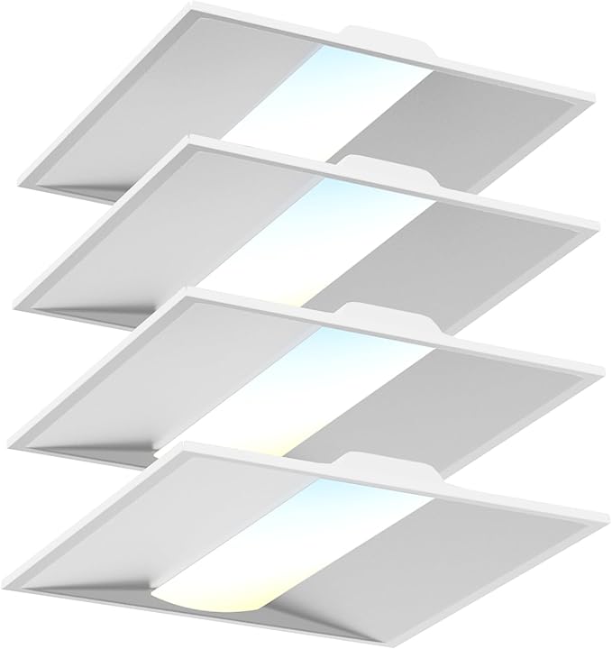 Photo 1 of 2x2 FT LED Center Basket Troffer Panel Light, 3CCT Color Tunable 3500K/4000K/5000K, Watt Adjustable 30/35/40W, 0-10V Dimmable Drop Ceiling Lights, 120-277V-ETL&DLC Qualified, 4-Pack
