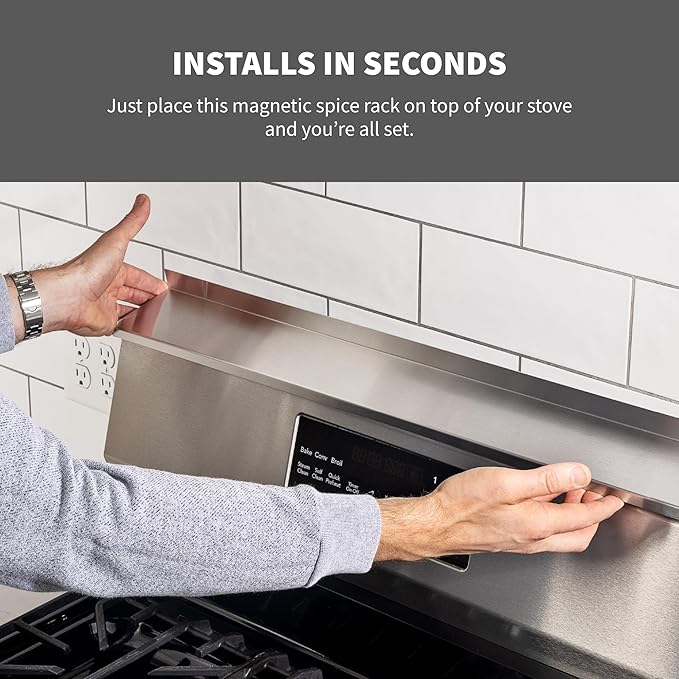 Photo 1 of 30" Magnetic Stove Top Shelf – Stainless Steel Spice Rack and Seasoning Organizer – Kitchen Shelf for Back of Stove – Over Stove Rack and Storage Organizer