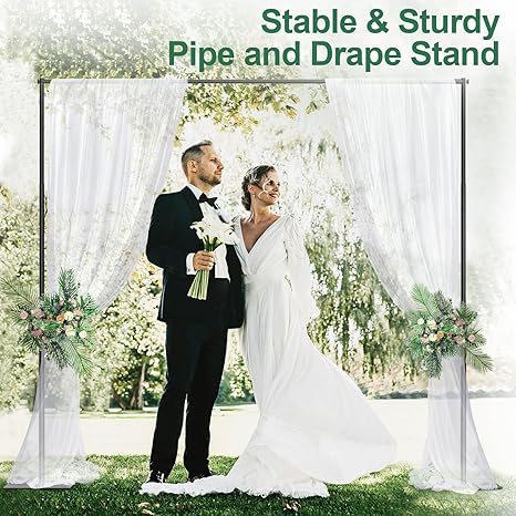 Photo 1 of And Drape Backdrop Stand Kit 10x10ft, Heavy Duty Back Drop Adjustable Stand with Carry Bag, Metal Background Frame for Parties Wedding Birthday Decoration Photography Photo Booth Video