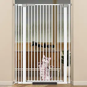Photo 1 of 51.18" Extra Tall Cat Gate for Doorway, 30.5"-40" Auto Close Pet Gate Include 2.75" and 5.5" Extension Kits, No Drilling Pressure Mount Kit, Suitable for Doorways or Kitchen, New White