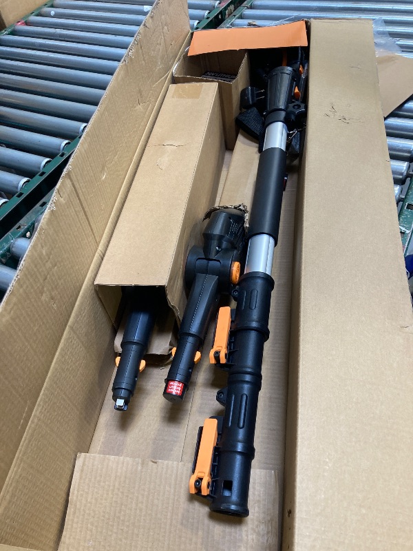 Photo 1 of Alloyman 2-in-1 Telescopic Cordless Pole Hedge Trimmer 16-Inch and Pole Saw 8.6-Inch,with 2 Packs 4.0Ah Batteries & Charger,for Tree Trimming and Shrubs Pruning