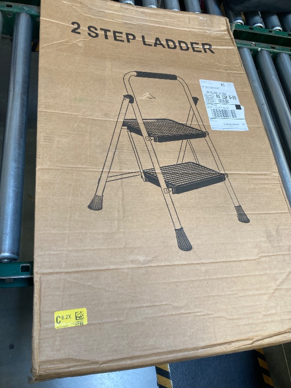 Photo 1 of 2Step Ladder, Portable Steel Folding Step Stool with Wide Anti-Slip Pedal & Convenient Handgrip, 500lbs Sturdy Steel Ladder, Black