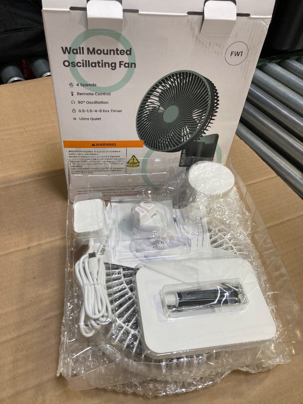 Photo 1 of 8.5-Inch Quiet Wall-Mounted Oscillation Fan with Remote & Timer, 4-Speed Adjustable for Small Bathrooms, Indoor Bedroom Cooling for RV, Adjustable Tilt, 5.92 ft Cord, Garage Cooling Fan for Home