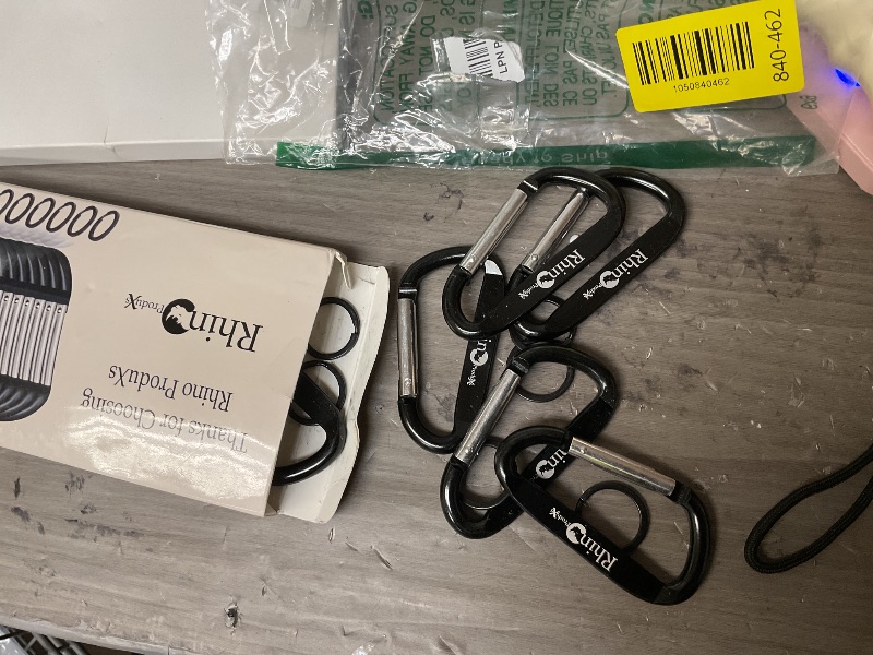 Photo 1 of Rhino Produxs 8PCS of Lightweight Duty Snap Carabiner Clips, D Ring Shape Carabiner with 8PCS Keyring - Excellent for Outdoor, Camping, Hiking, Keychains, Water Bottle, Keychain Hook