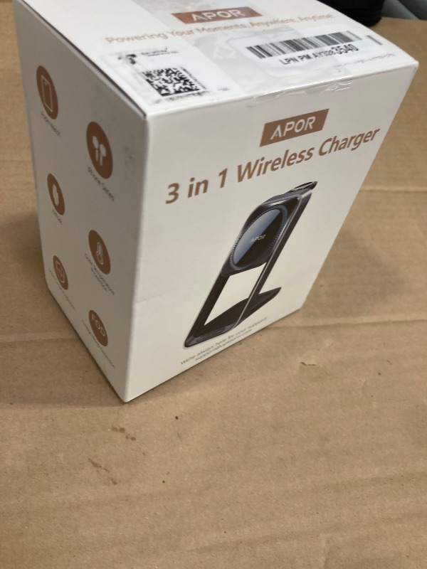 Photo 1 of 3 in 1 Charging Station for iPhone, Magsafe Wireless Charger with Cooling Fan for iPhone 16 15 14 13 12 Series & Apple Watch Charger 10/Ultra 2, Wireless Charging Station for AirPods 4/3/Pro/Pro 2