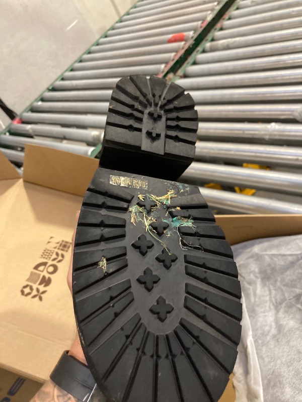 Photo 1 of AMINUGAL Womens Elastic Knee High Boots Platform Chunky Block High Heel Sock Boots Zipper Round Toe Fashion Motorcycle Combat Punk Boots For Women Black size 8.5