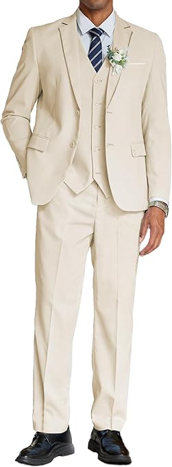 Photo 1 of Men's 3 Piece Linen Suits Casual Lightweight Blazer Jackets Vest Pants Set for Wedding Business Prom xl