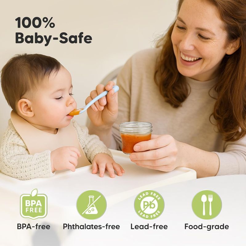 Photo 1 of 12pk 4oz Glass Baby Food Containers with Lids - Leak-Proof, Microwavable Small Glass Jars, Baby Purees & Toddler Snack Storage Containers, BPA-Free, Dishwasher & Freezer Safe