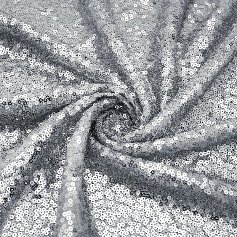 Photo 1 of 1 Yard Silver Sequin Fabric,48 Inch Width by The Yard,Sparkly Glitter Material for Xmas Decor Tablecloths Wedding Decor and DIY Sewing Projects