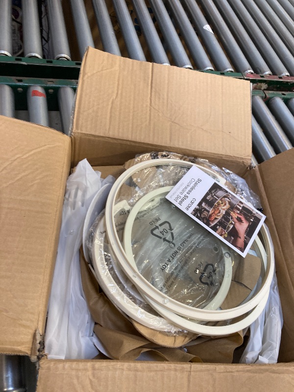 Photo 1 of CAROTE 19pcs Tri-Ply Stainless Steel Cookware Set with Detachable Handle, Pots and Pans Set, Induction Kitchen Cooking Sets, RV/Camping Cookware, Outer Ceramic Layer, Oven Safe, Cream White