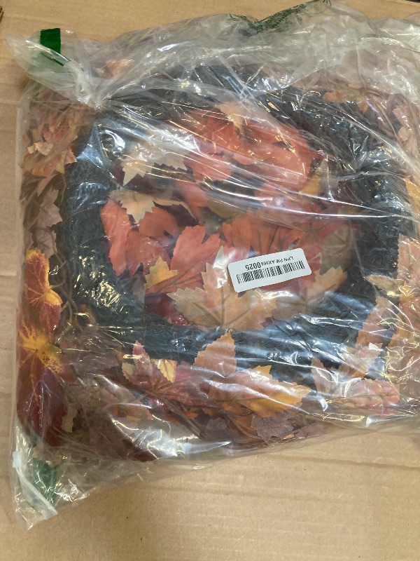 Photo 1 of 26'' Large Fall Wreath for Front Door, Autumn Wreaths for Outdoor Home Decor - Farmhouse Wreath with Maple Leaves, Pumpkins, Roses, Thanksgiving Decoration, Rustic Harvest Festival Door Hanging