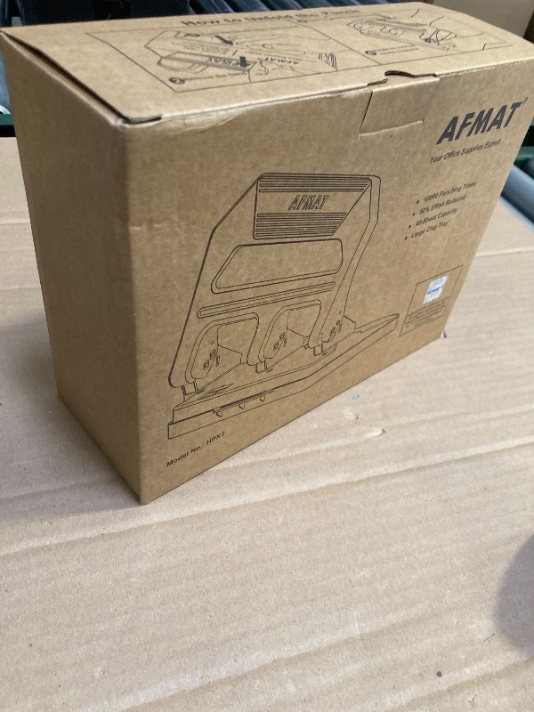 Photo 1 of AFMAT HPX2 Heavy Duty 3 Hole Puncher, 40-Sheet Paper Punch Heavy Duty, 50% Reduced Effort Three Hole Punch, 10K+ Uses, Metal Hole Puncher 3 Ring w/Large Tray, Bulit-in S.S. Paper Guide, Black