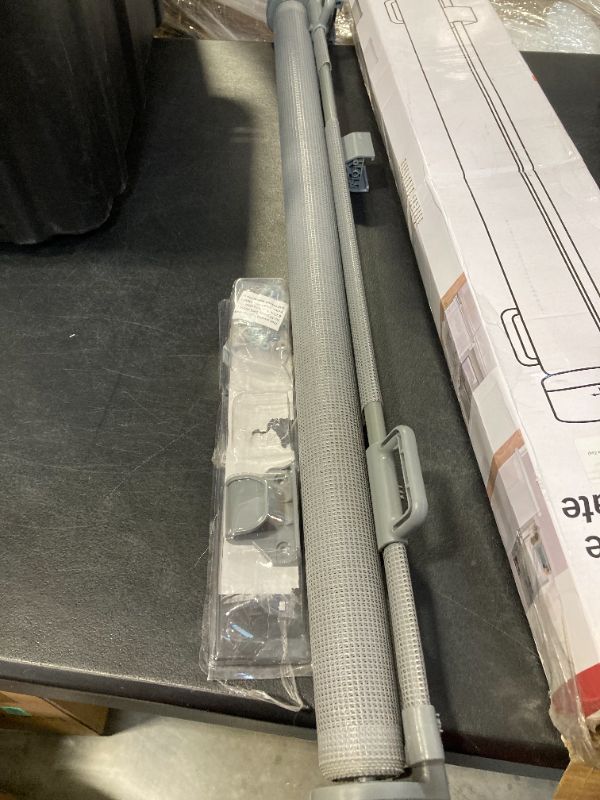 Photo 1 of Reinforced Retractable Dog Gate for Stairs with Support Rods, Extends up to 55" Wide, Adjustable Latches for Stairway Banister to Wall Child Gate, Ideal for Kids or Pets (Gray)