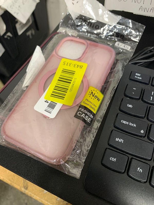 Photo 1 of DOMAVER Case for iPhone X and iPhone Xs Case with Magnetic [Compatible with MagSafe] Luxury Clear Glitter Shockproof Protective Cover Full Camera Lens Protector Women Girls Phone Case-Pink