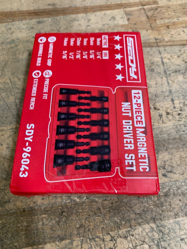 Photo 1 of 12-Piece Magnetic Nut Driver Set - Premium Impact Power Hex Nut Driver Drill Bit Master Kit, SAE & Metric, 1/4-Inch Quick-Change