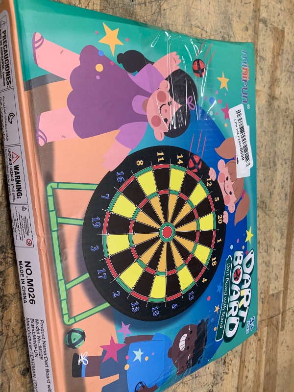 Photo 1 of (missing pieces) Large Dart Board for Kids with Stand, Double Sided Kids Dart Board with 12 Sticky Balls and Darts,Family Party Party Supplies