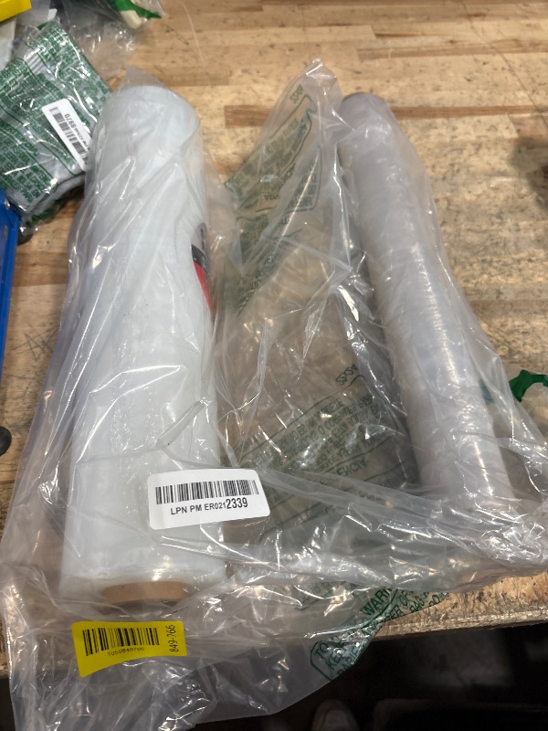 Photo 1 of ********MISSING THE BLACK THINGS AND 1 ROLL IS HALF GONE*************
MUNBYN Shrink Wrap, Stretch Wrap with Handles, Stretch Film Roll Industrial Strength, Plastic Wrap for Pallet Wrapping Shipping Moving, 15 Inch x 1000 Ft, 2 Pack, 60 Gauge