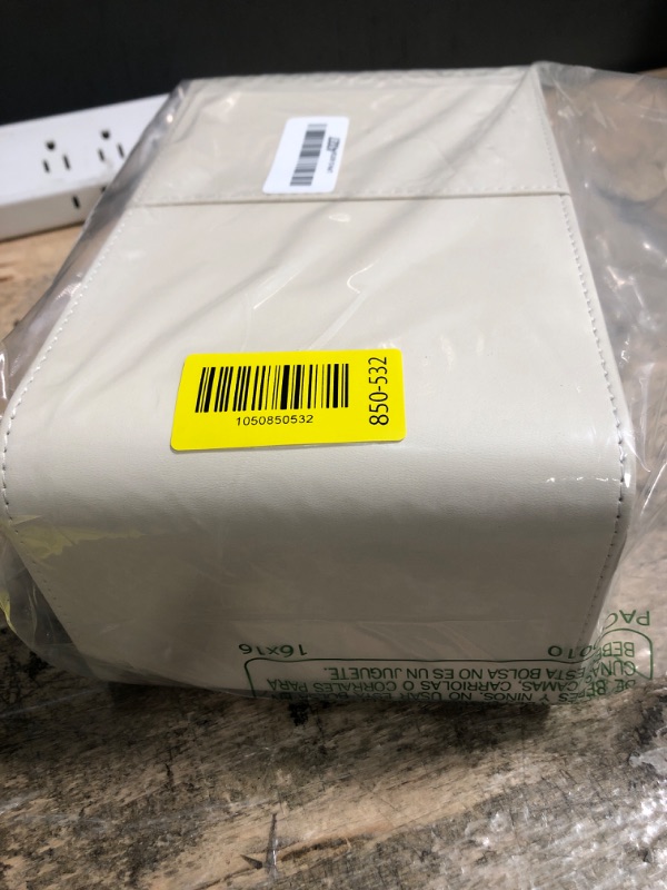 Photo 1 of Rectangular Tissue Box Cover for Kleenex, PU Leather Tissue Box Holder, Rectangle Tissue Covers with Cute Silver Bunny, Decorative Tissue Holders for Bathroom, Car, Home, Office - Cream White