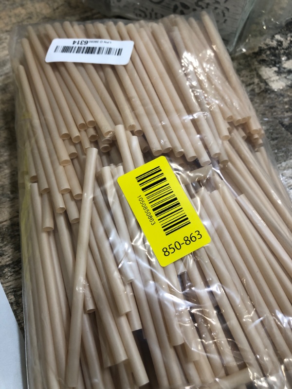 Photo 1 of [500 Pcs] 5 Inch Sugarcane Cocktail Short Straws - Disposable Compostable Biodegradable Drinking Straws for Whiskey Bar Club Cocktail Cold Drinks