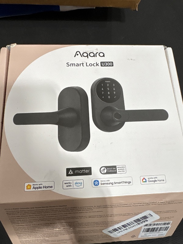 Photo 1 of ************ITEMS ARE SILVER, NOT BLACK************
Aqara Smart Lock U300, Fingerprint Keyless Entry Door Lock with Handle, Matter Over Thread with Apple Home Keys, Touchscreen Keypad, Smart Lever Lock Supports Apple Home, Alexa, Google, IFTTT, Black
