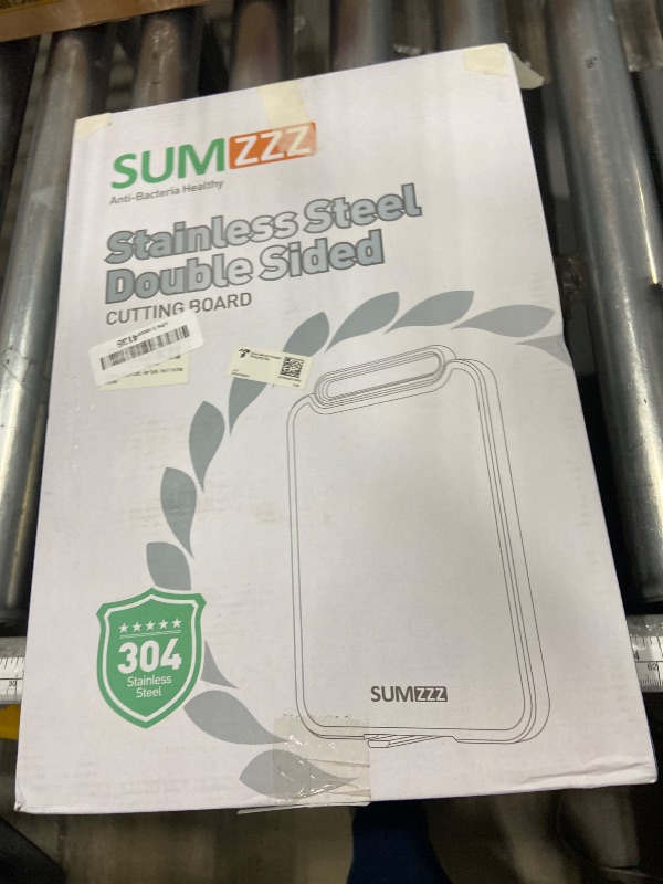 Photo 1 of ***UNKNOWN DAMAGES***  Stainless Steel Cutting Board Double Sided Steel Food Grade PP, Large Chopping Board for Meat and Kitchen, Non-Slip 16 × 11