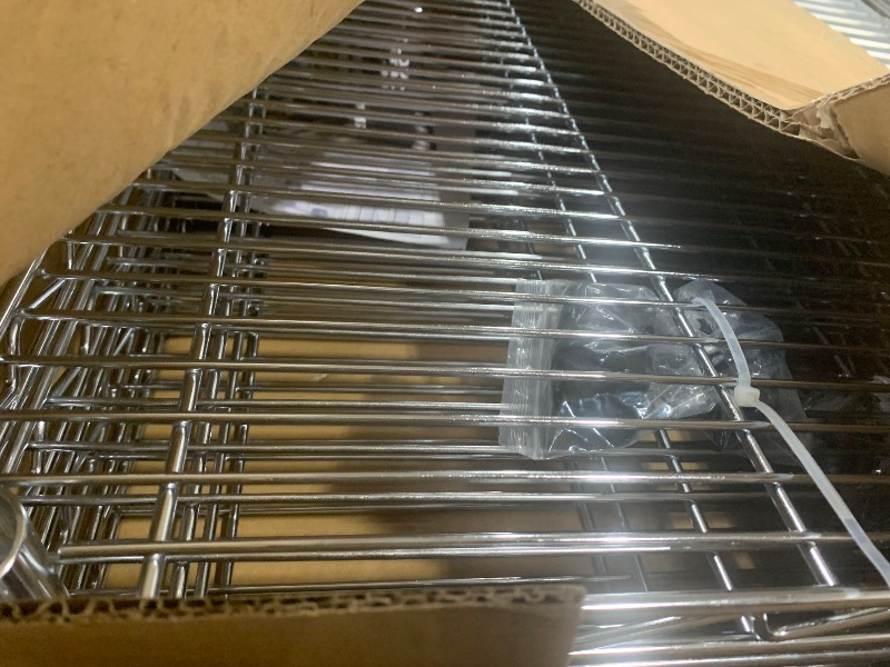 Photo 1 of (partial set) (untested) Nexel Adjustable Wire Shelving Unit, 4 Tier, Commercial Dry Storage Rack, 18" x 24" x 63", Chrome