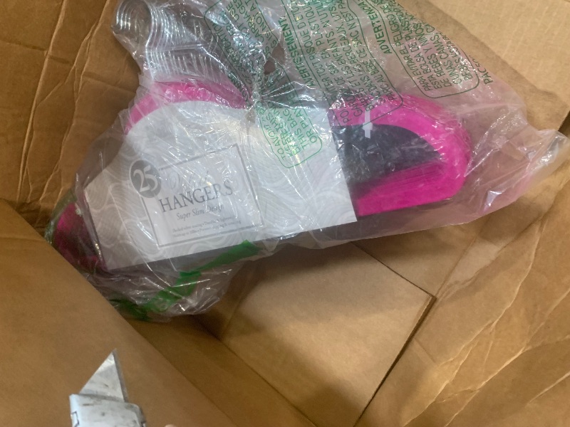 Photo 1 of (partial set) (25) (bagged) Simplify 100 Pack Slim Velvet Suit Hangers in Fuchsia, Fuschia
