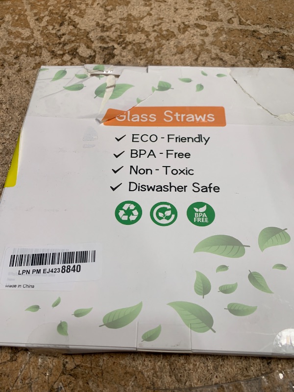 Photo 1 of 10 Pcs Reusable Wavy Colorful Glass Straws,9''x8 mm Shatter Resistant Cute Drinking Straws with 2 Cleaner Brush for Beverages,Coffee,Juice,Cocktail,Teas