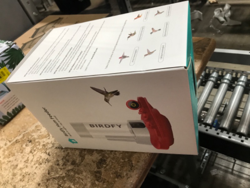 Photo 1 of (FEEDER DOESN'T CHARGE) Birdfy Hummingbird Feeder with Dual Cameras - 2K HD Smart Cameras Solar Powered, Close-Up Bird Video/Live Watching & Instant Notifications, Ant Moat & Leakproof - 20oz