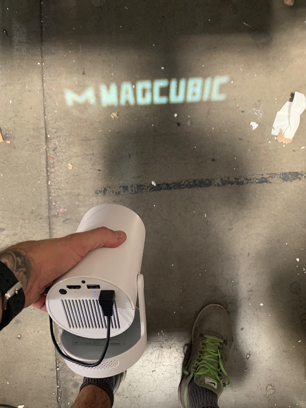 Photo 1 of ?Electric Focus?Magcubic Mini Projector 4K Support, Portable Projector with WiFi 6 and Bluetooth 5.4, Smart Proyector, 5W Soundbase Speaker, 180° Rotation for Home Theater HY300 Ultra