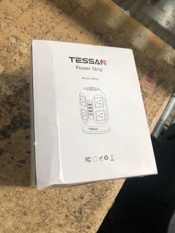 Photo 1 of Tower Surge Protector Power Strip 10 ft, TESSAN Long Flat Extension Cord with Multiple Outlets, 8 AC Outlets with 4 USB Ports (1 USB C), Charging Station with Surge Protection, for Home Office Dorm