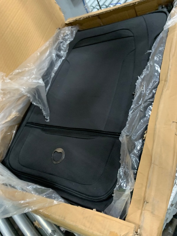 Photo 1 of (damaged lock) DELSEY PARIS Helium DLX Softside Expandable Luggage with Spinner Wheels, Black, Checked-Large 29 Inch