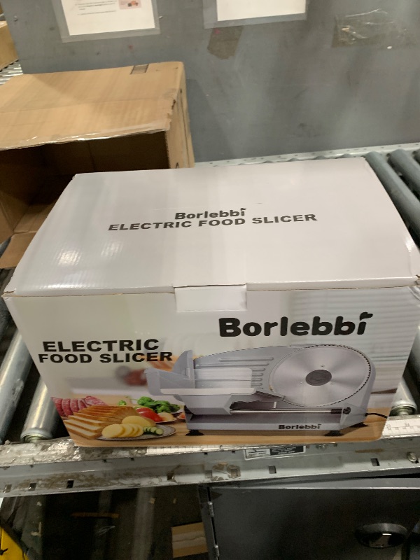 Photo 1 of ***DIRTY, USED *** Meat Slicer, 200W Electric Food Slicer with 2 Removable 7.5" Stainless Steel Blades and Stainless Steel Tray, Child Lock Protection, Adjustable Thickness, Food Slicer Machine for Meat Cheese Bread