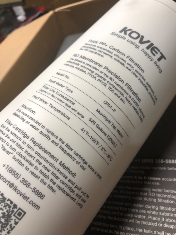 Photo 1 of (used item) KOVIET CF01 Reverse Osmosis Countertop Water Filter, 8 Stage Nano RO Water Filtration System, Home Water Purifier, 4:1 Pure to Drain Ratio, No Installation Required, Grey
